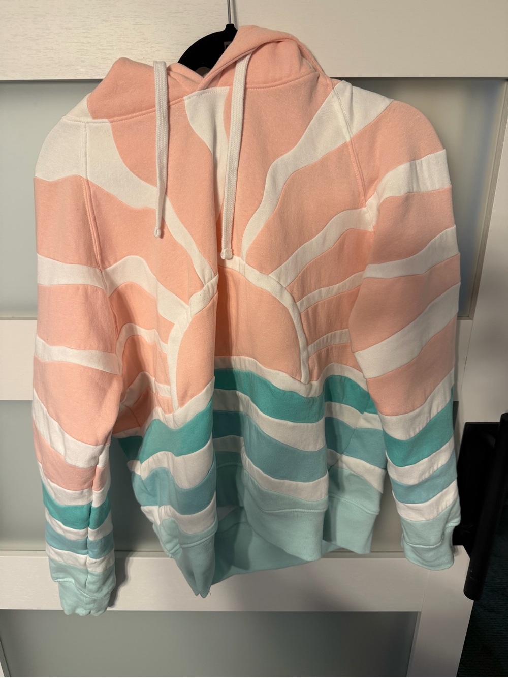 Simply Southern Peach, White & Teal Striped Hoodie Sweater